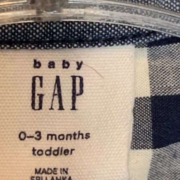 Baby Gap Gingham Print Navy Romper - Picture 3 of 6